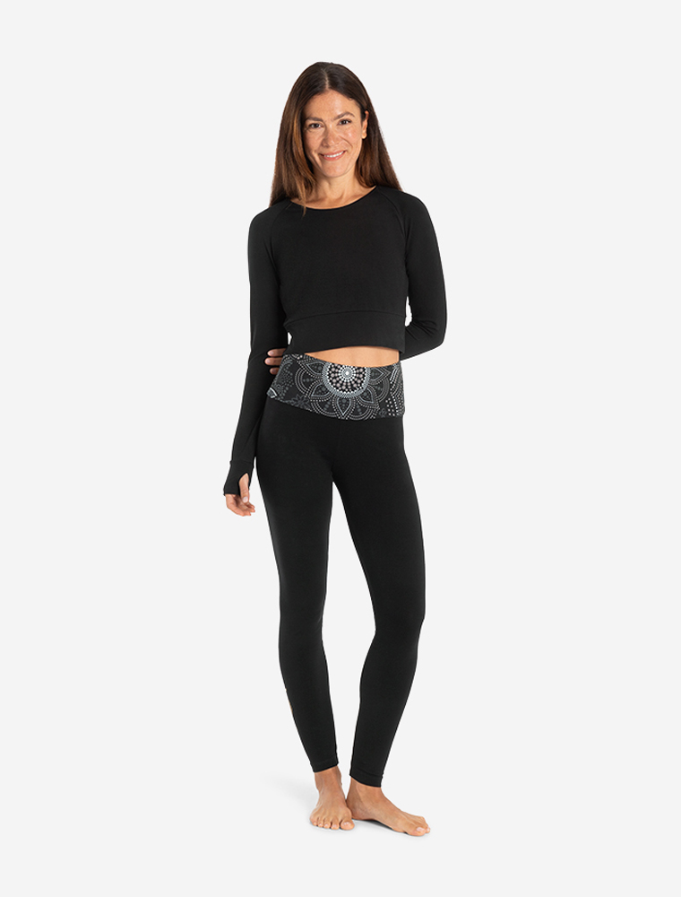 XS - Crop Shirt langarm Jathara - schwarz