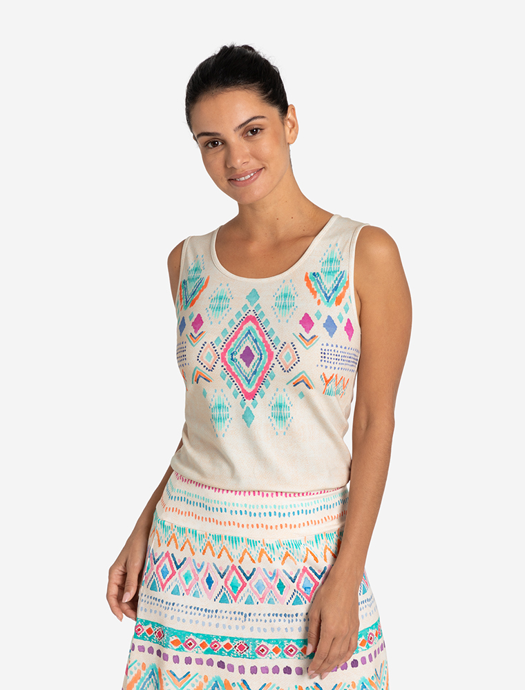 M - Top be happy - natur/bunt