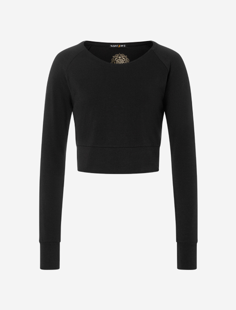 XS - Crop Shirt langarm Jathara - schwarz