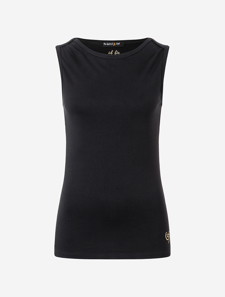 S - Tanktop Bambus high neck - schwarz