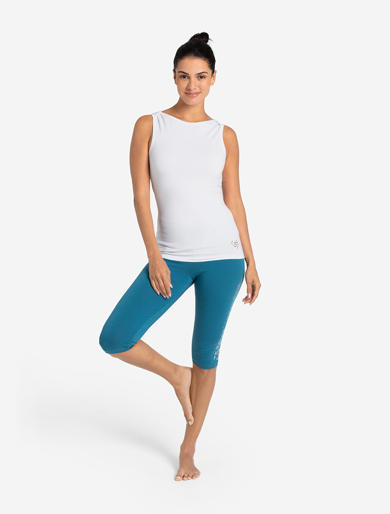 M - Tanktop Bambus high neck - weiß