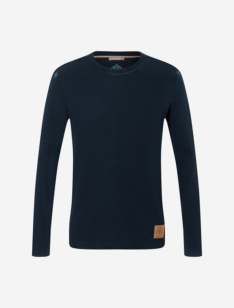 Waffelstrick Herrenpulli dunkelblau