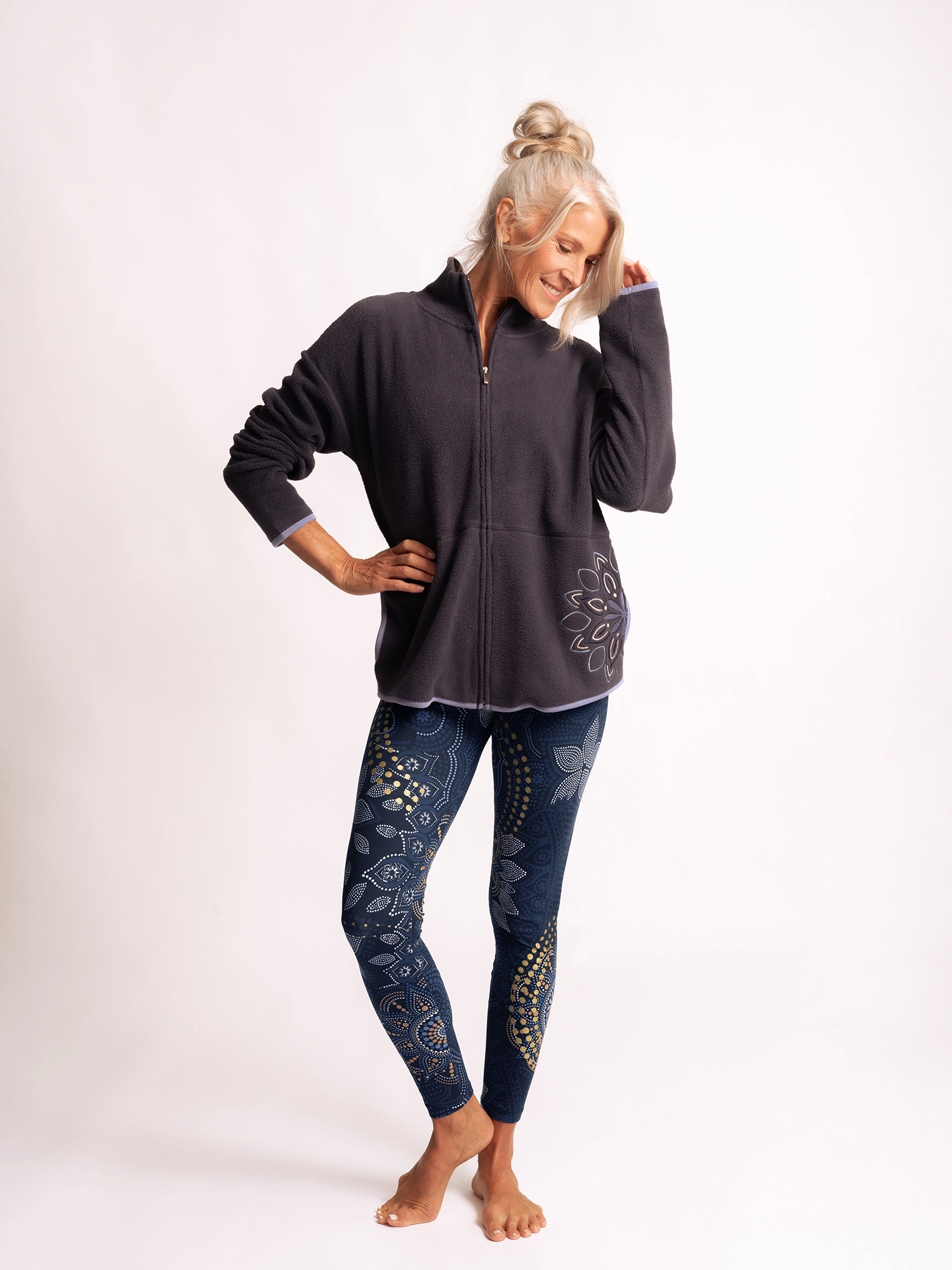 L - Baumwollfleecejacke Mena - indiblau