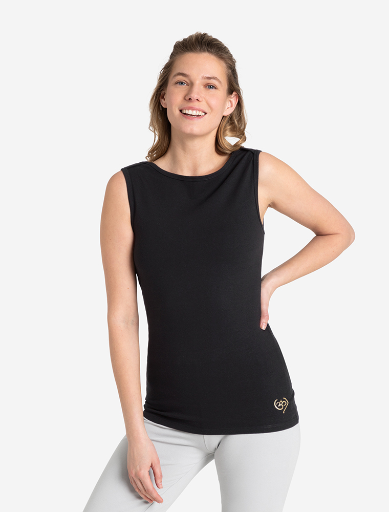 XS - Tanktop Bambus high neck - schwarz