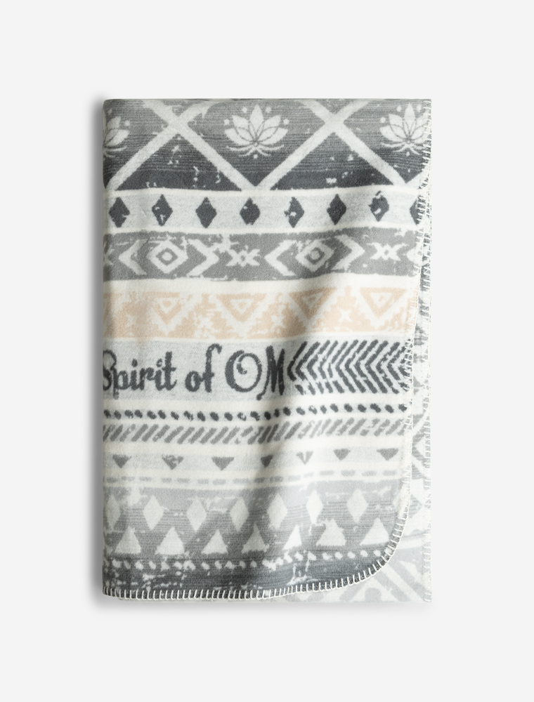 Einheitsgröße - flauschige Plaid Decke Blume des Lebens - silber/grau