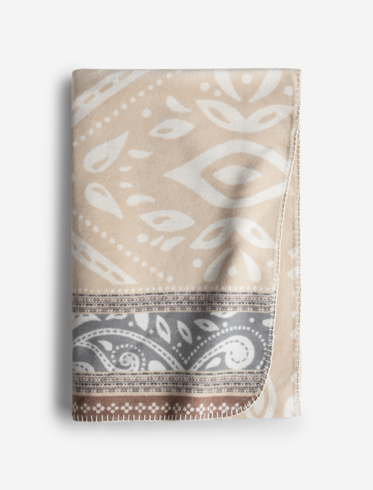 Einheitsgröße - flauschige Plaid Decke Blume des Lebens - nature/beige