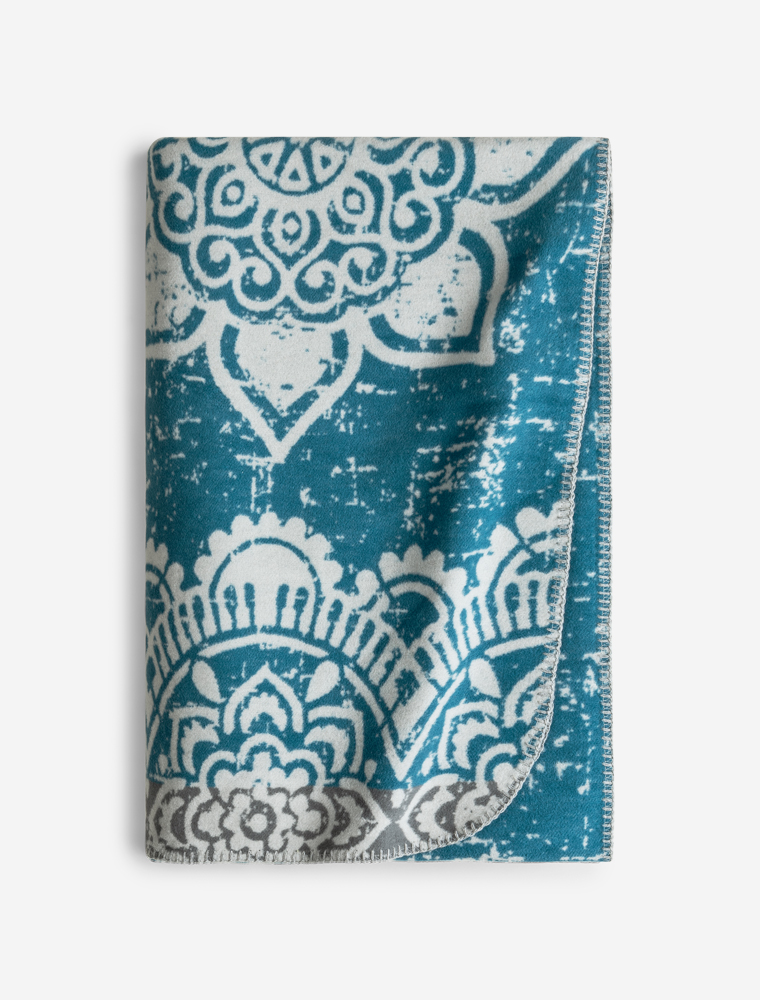 Einheitsgröße - flauschige Plaid Decke Blume des Lebens - smaragd