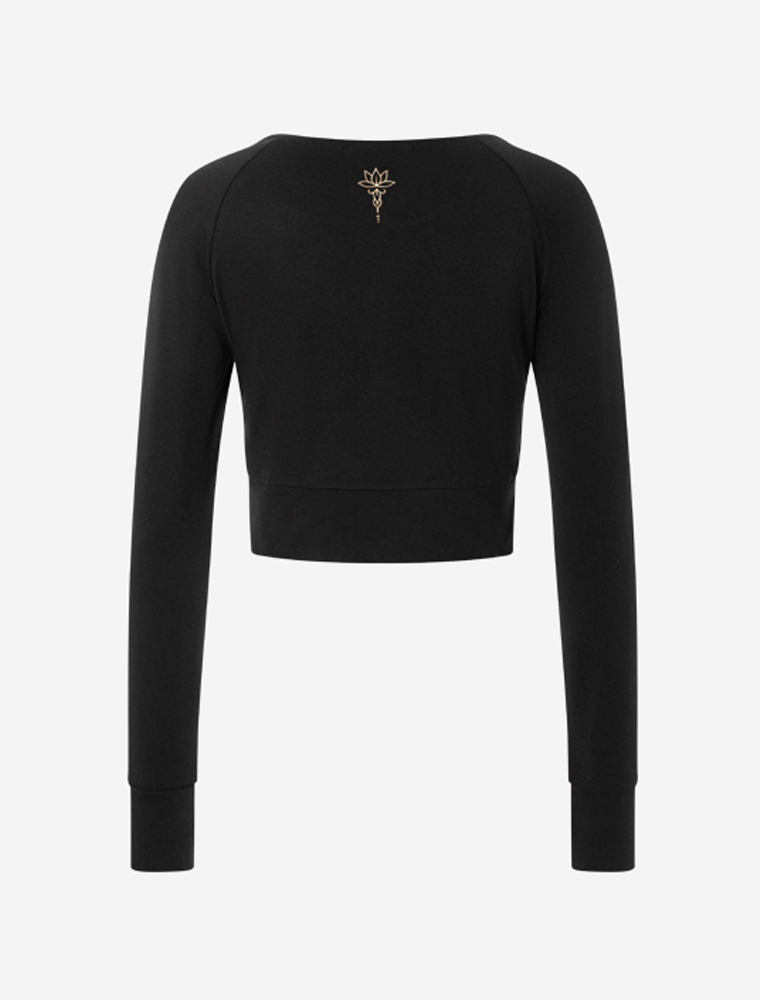 XS - Crop Shirt langarm Jathara - schwarz