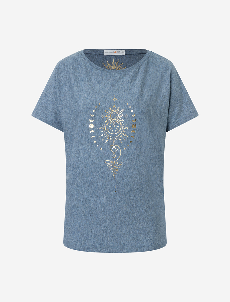 XL - Shirt women - blau melange gold