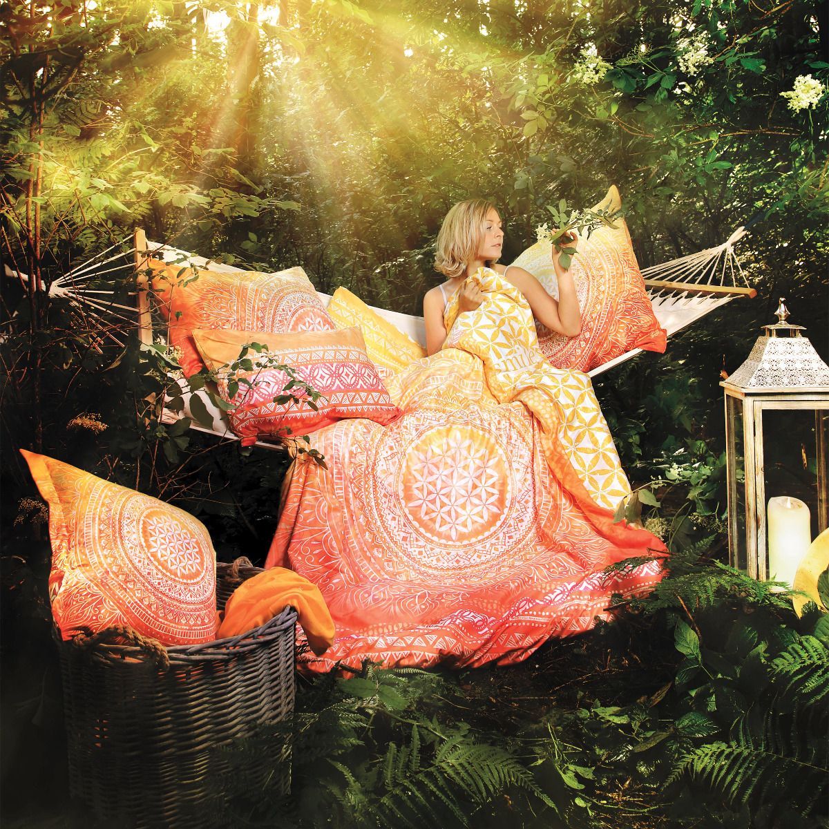 40x40 cm - Kissenbezug inkl Füllkissen (PES) Sunrise - orange/gelb