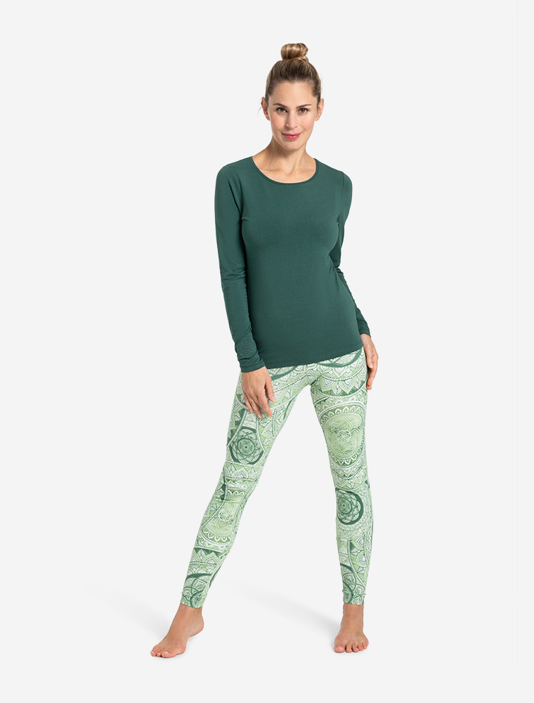 XL - Langarm Shirt Mabu Chakra - smaragd