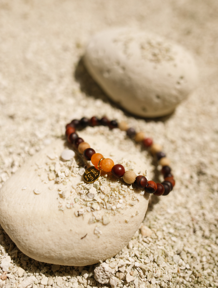 L/XL - Armband Nandana Tigerauge mit Mookait, Sandelholz