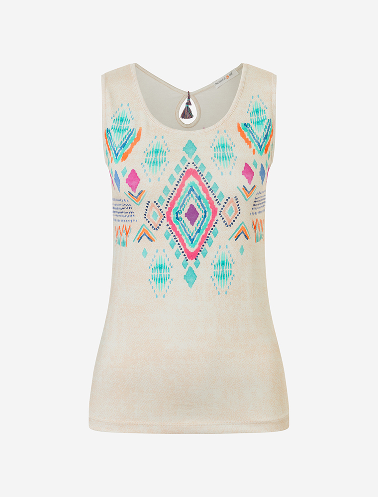 M - Top be happy - natur/bunt