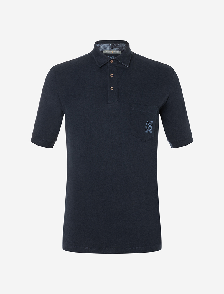 XL - Polo Shirt Kurzarm Bambus Piqué - dunkelblau