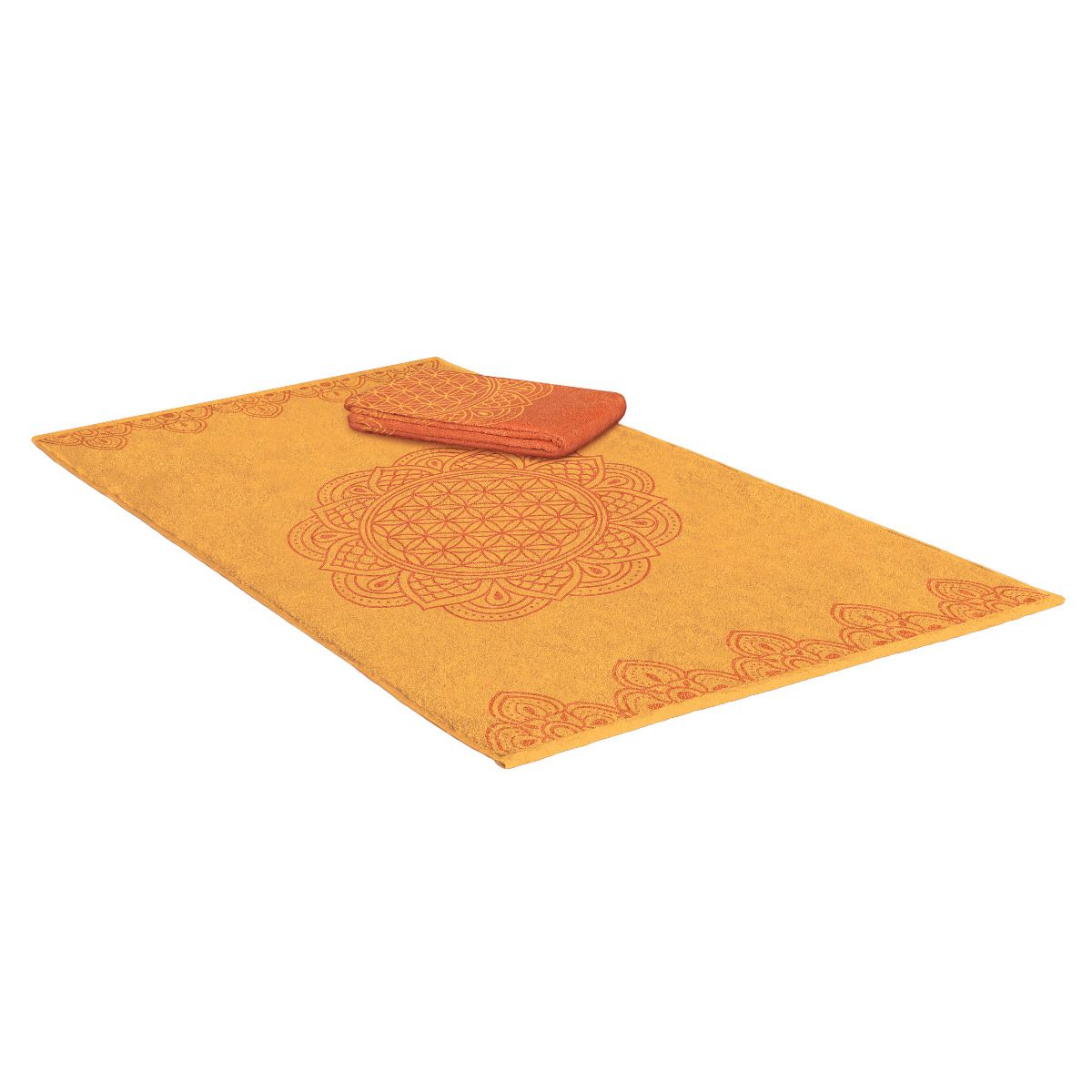 30x46 cm - Gästetuch Happy Flower of Life - sonnengruß/koralle