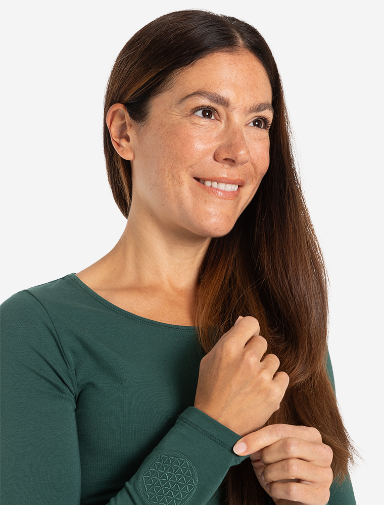 XL - Langarm Shirt Mabu Chakra - smaragd