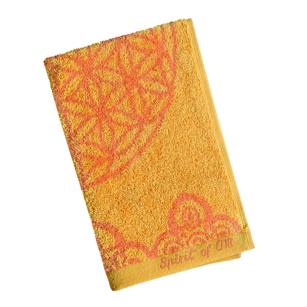 30x46 cm - Gästetuch Happy Flower of Life - sonnengruß/koralle