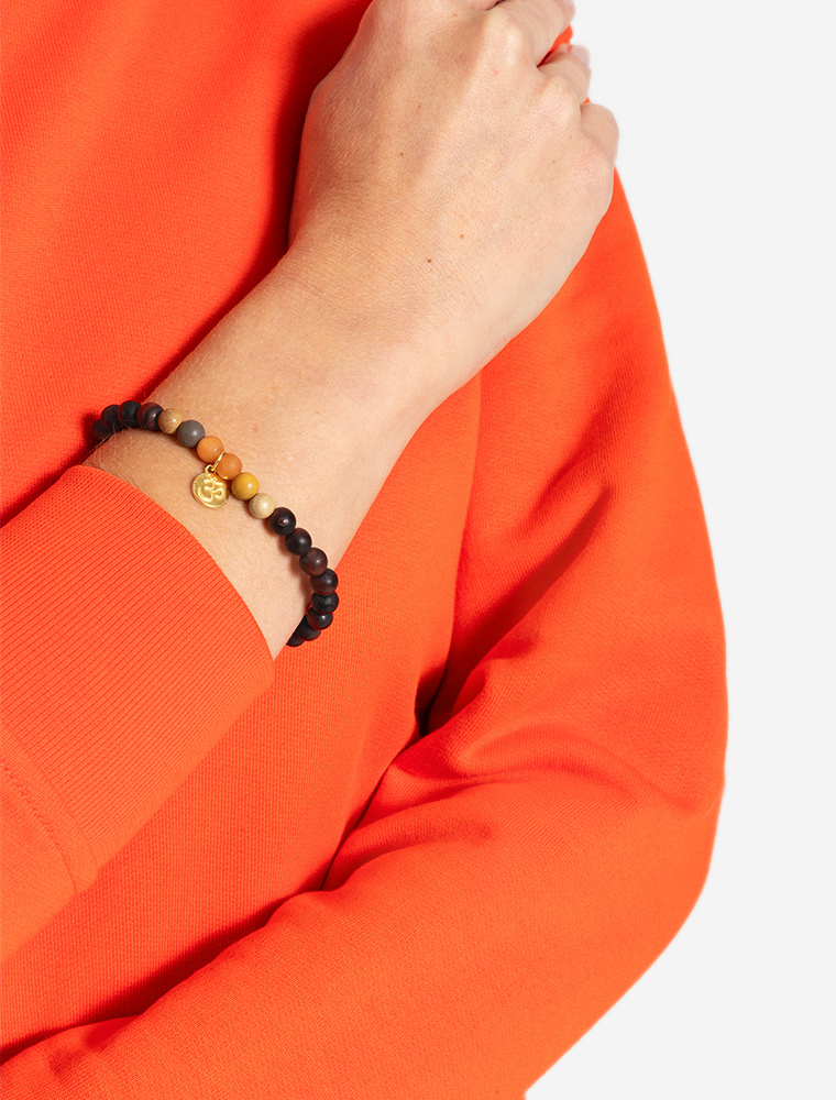 L/XL - Armband Nandana Tigerauge mit Mookait, Sandelholz