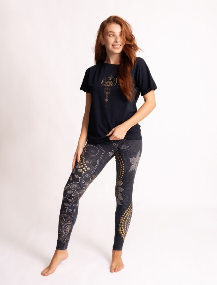 L - Yoga Leggings Maui - schwarz-natur