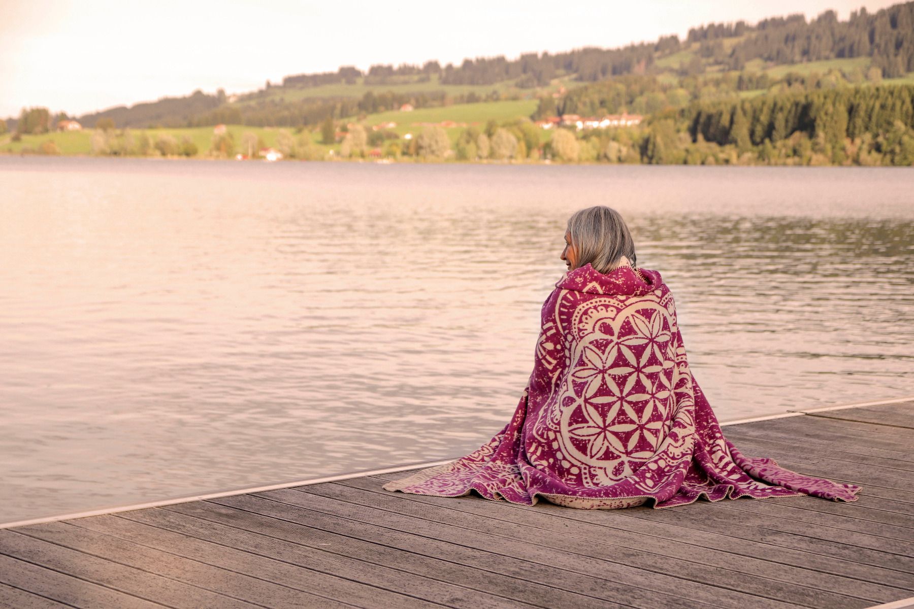 Einheitsgröße - flauschige Plaid Decke Blume des Lebens - beere