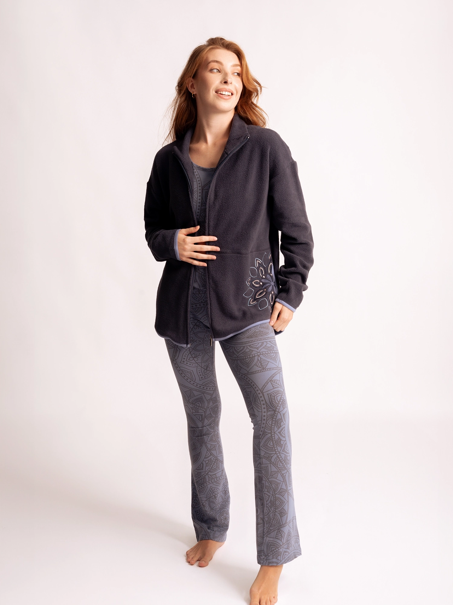 L - Baumwollfleecejacke Mena - indiblau