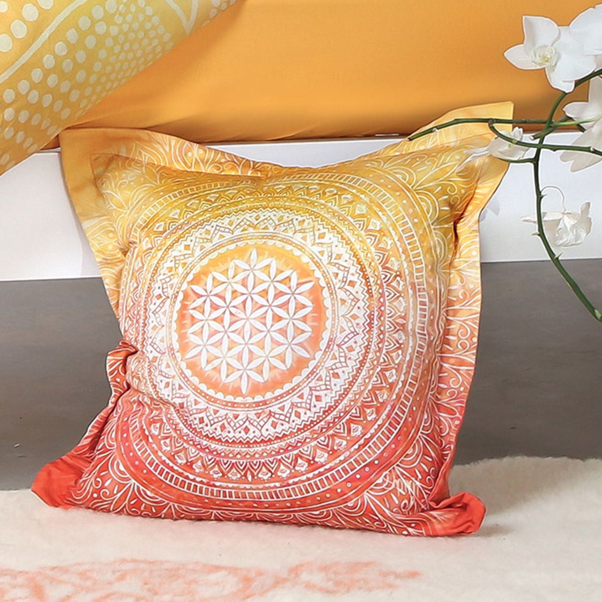 40x40 cm - Kissenbezug inkl Füllkissen (PES) Sunrise - orange/gelb